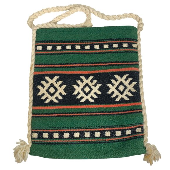 Handwoven Greek Shoulder Tote Geometric Hippie Bag Filopoulos Paschalidis Bros - Picture 1 of 4